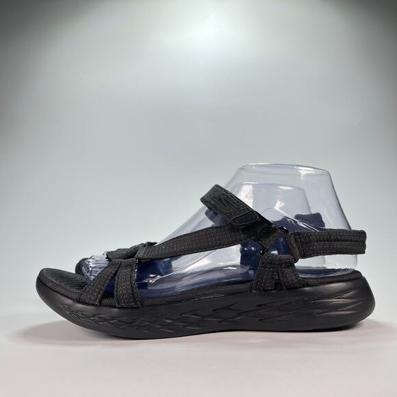 Skechers On The Go 600 Brilliancy Black Hook & Loop Sandals 15316 Women's Size 8 - Picture 4 of 10
